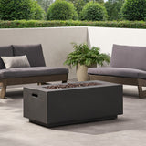 Contemporary Outdoor 40,000 BTU Propane Fire Pit in Light Grey MgO Concrete