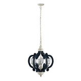 Wood Chandelier 6 Light Farmhouse Pendant Lighting Cream