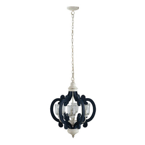Wood Chandelier 6 Light Farmhouse Pendant Lighting Cream
