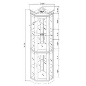 Corner Curio Cabinet with Lights and Adjustable Glass Shelves - Mirrored Walnut