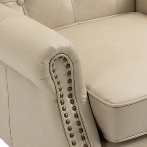 Modern Accent Lounge Chair with Sturdy Wood Legs in Camel PU Leather