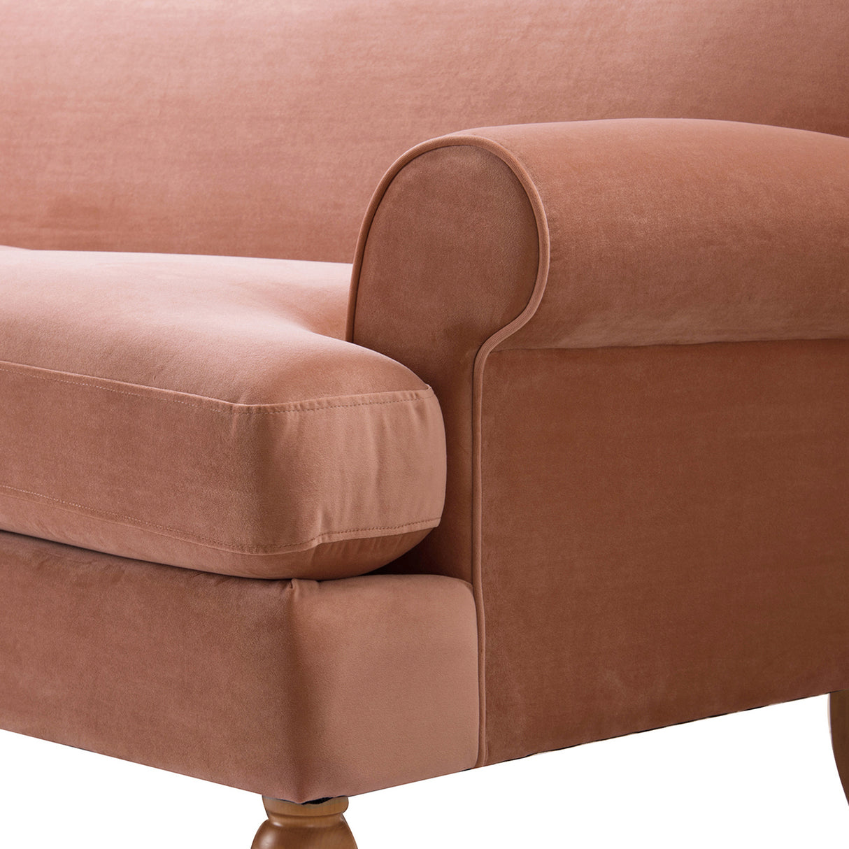 Alana lawson three-cushion tightback sofa, peach orange velvet