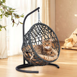 Cat Swing Bed with Stand & Cushion, Cat Egg Chair with Rattan Wicker