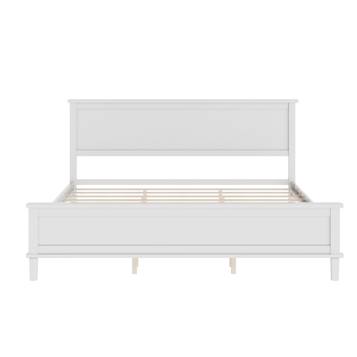 Mid-Century Platform Bed With Headboard And Slat Support, No Box Spring Needed
