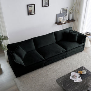 Mid-Century Modern Couch 3-Seater Sofa with Pillows
