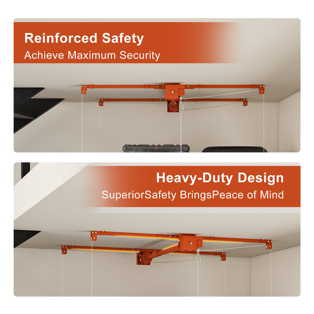 Orange Overhead Garage Storage Rack 3x6 FT