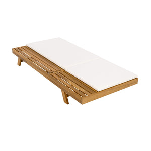Lounge Chaise Set, Acacia Wood with Water-Resistant Cushions