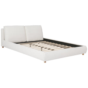 Queen Size Upholstered Platform Bed with Two Removable Pillow Headboard