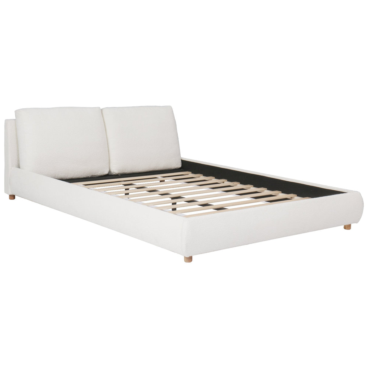 Queen Size Upholstered Platform Bed with Two Removable Pillow Headboard
