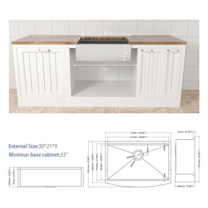 Classic Ceramic Farmhouse Sink Workstation Single Bowl With Durable Finish