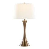 Lenuxe 29" Contemporary Metal Table Lamp Set in Matte Golden Bronze with Linen Shade