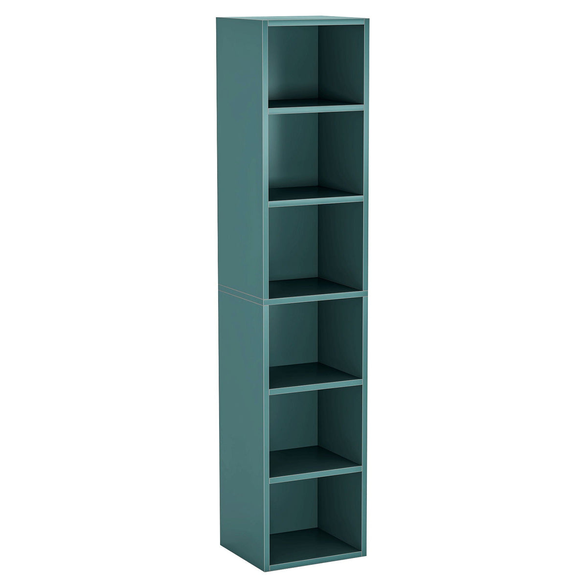 6 Tier Narrow Corner Cube Bookcase with Open Cubes - Light Blue or Dark Brown