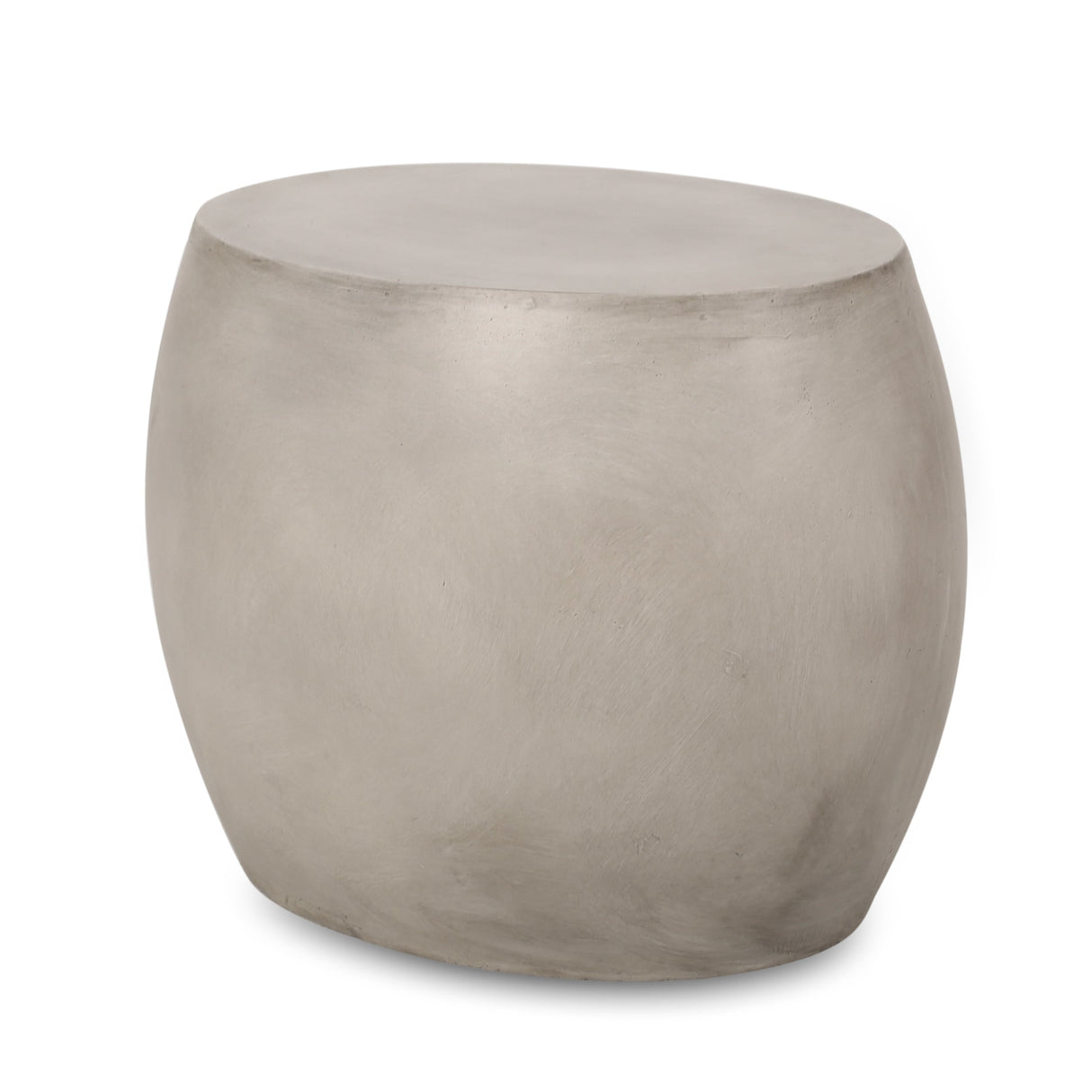 Outdoor Oval-Shaped Side Table, Light Grey