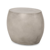 Outdoor Oval-Shaped Side Table, Light Grey