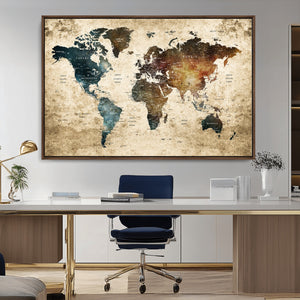 World Map Canvas Print – Detailed Map of the World Wall Art