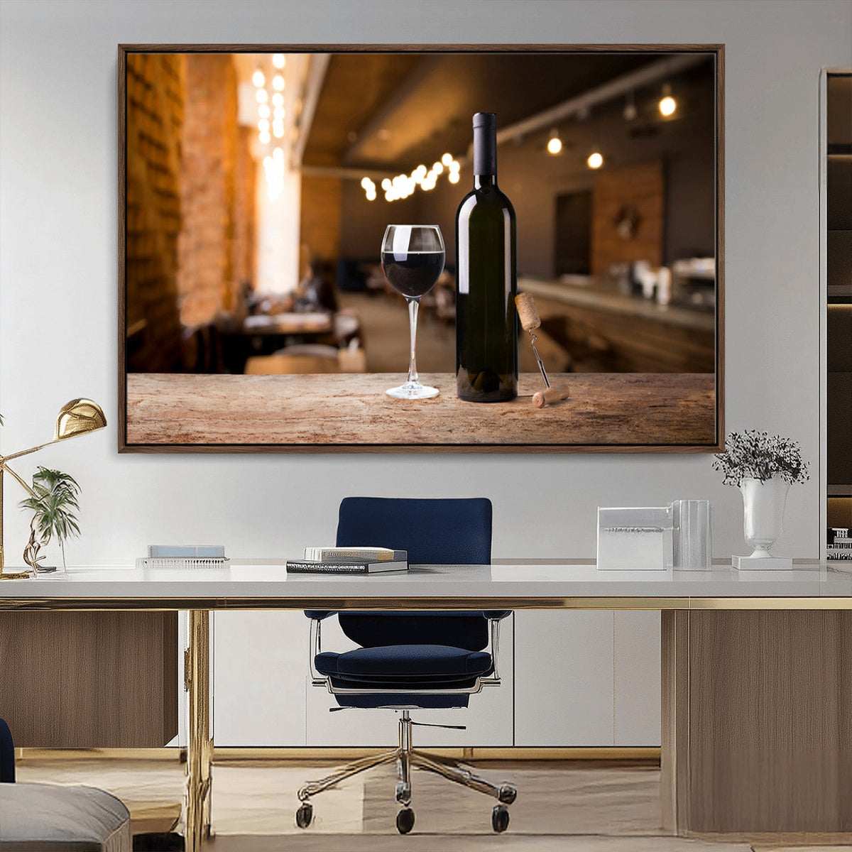 Wine and Bottle Wall Art Canvas Print