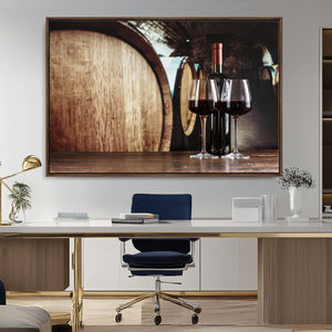 Wine and Barrel Wall Art Canvas Print