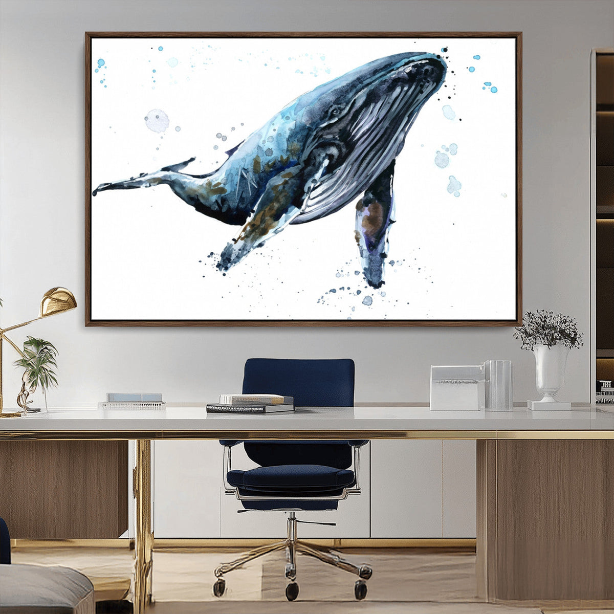 Watercolor Whale Wall Art Canvas Print