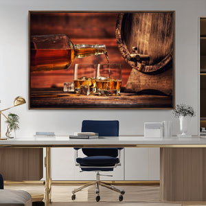 Whiskey and Cigar Canvas Wall Art | 3 Panel Bar Room Decor