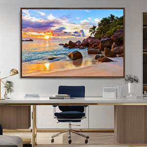 Tropical Island Beach Sunset Canvas Print