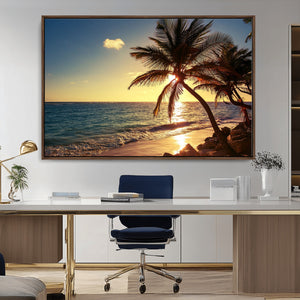 Sunset Palm Trees Wall Art Canvas Print