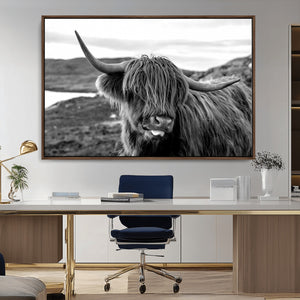 Longhorn Steer Canvas Print Wall Art, Highland Cow Canvas
