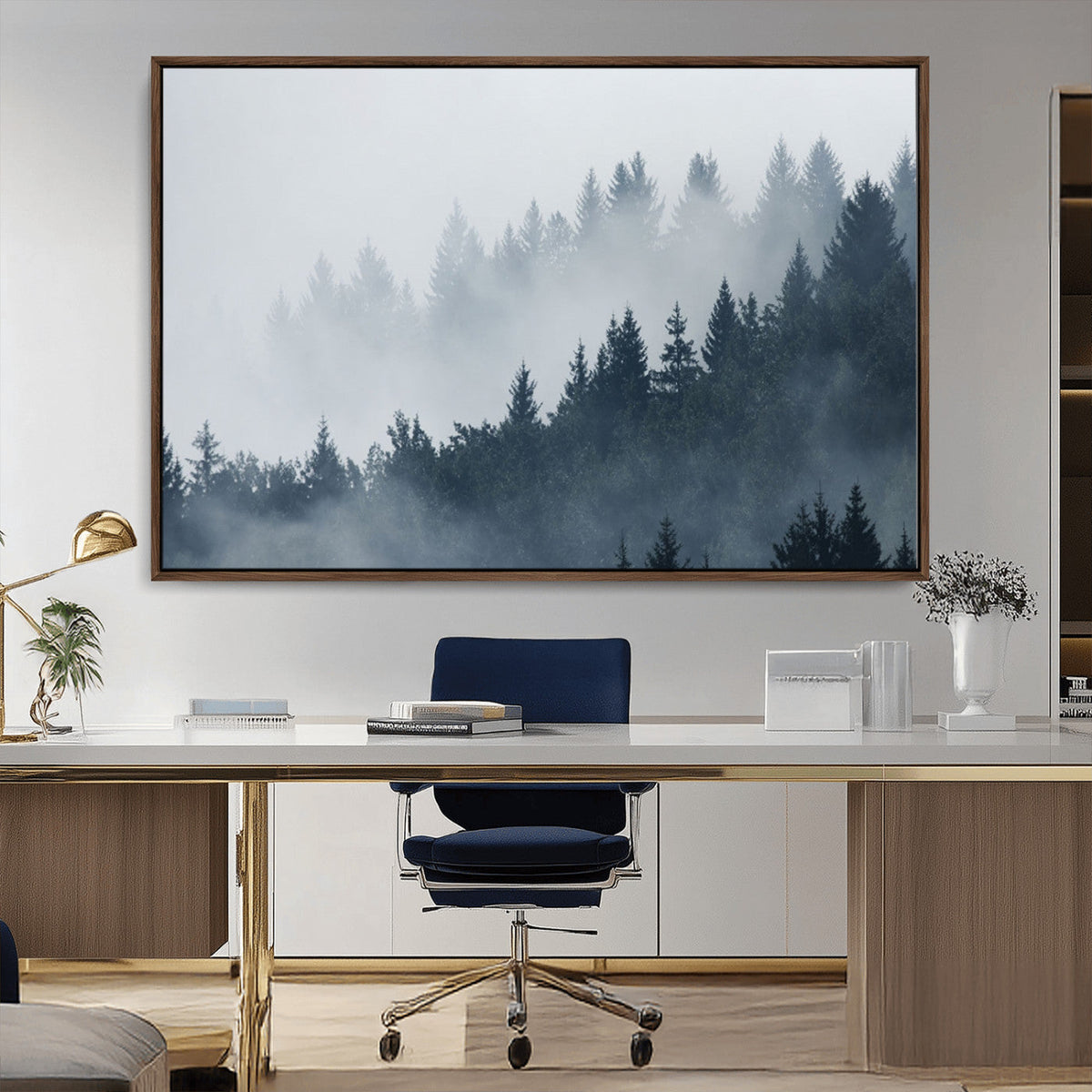 Foggy Pine Forest Wall Art Canvas Print