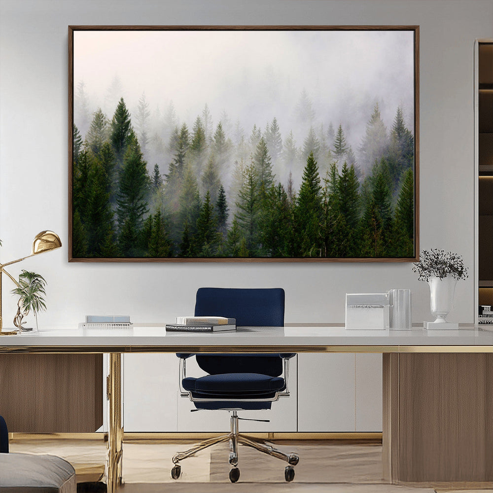 Forest Wall Art Canvas Print | Foggy Forest Wall Art | Pine