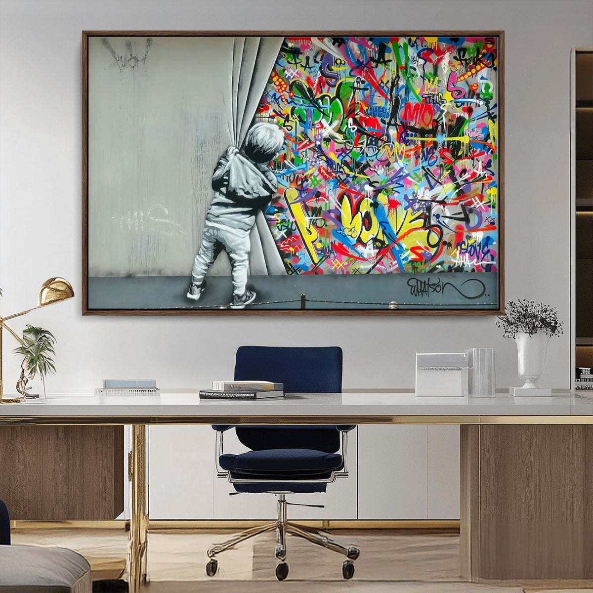 Banksy Colorful Street Graffiti Canvas Wall Art Print,