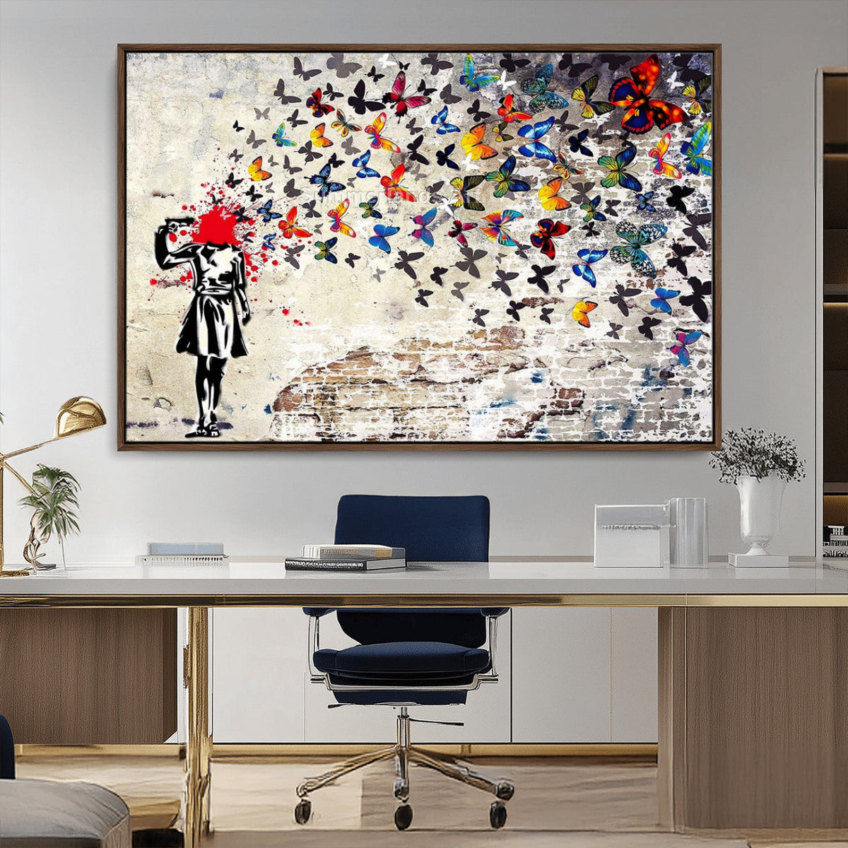 Banksy Art Butterfly Girl Explosion Canvas Art – Vibrant