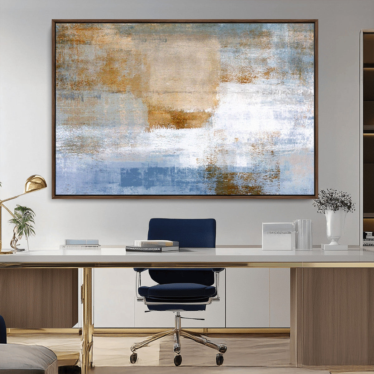 Blue Multi Panel Abstract Wall Art Canvas, Abstract Blue and