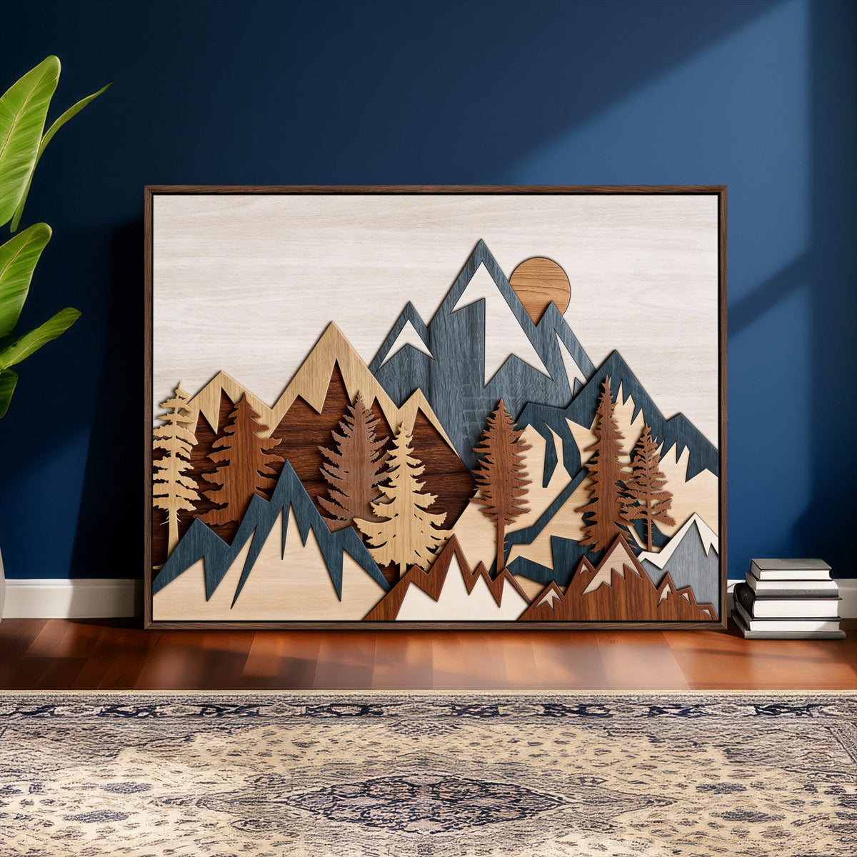 Woodland Mountain Landscape Triptych, Giclee Canvas Art for