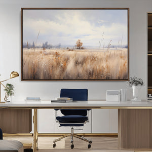Golden Fields Wall Art Print Canvas – Serene Landscape of