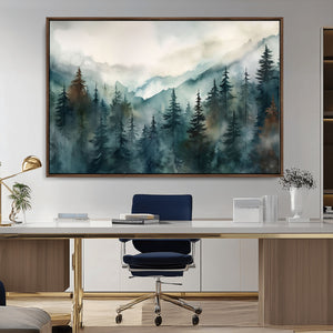 Serenity Forest Wall Art Canvas | Foggy Mountain Landscape
