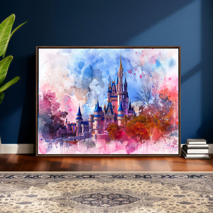 Disney Wall Art: Dreamy Watercolor Cinderella Castle Canvas
