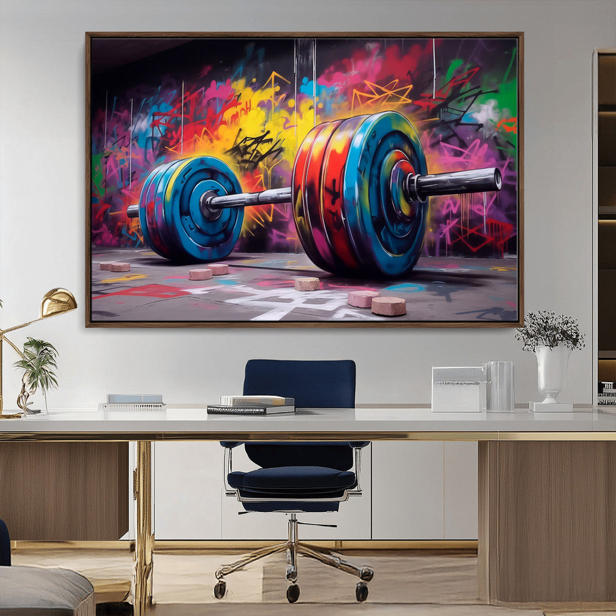 Abstract Graffiti Barbell Canvas Wall Art – Urban Fitness