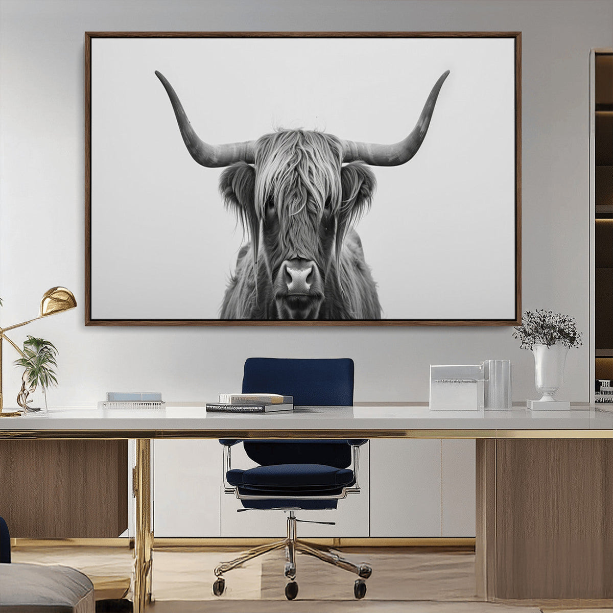 Farmhouse Longhorn Wall Art Canvas Print, Longhorn Texas