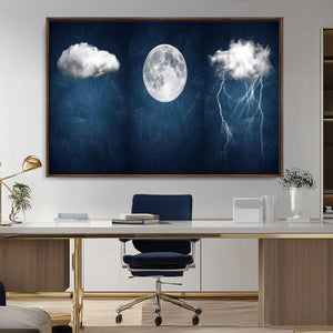 Dark Blue Cloud Art, 3 Piece Indigo Blue Wall Art, Aesthetic