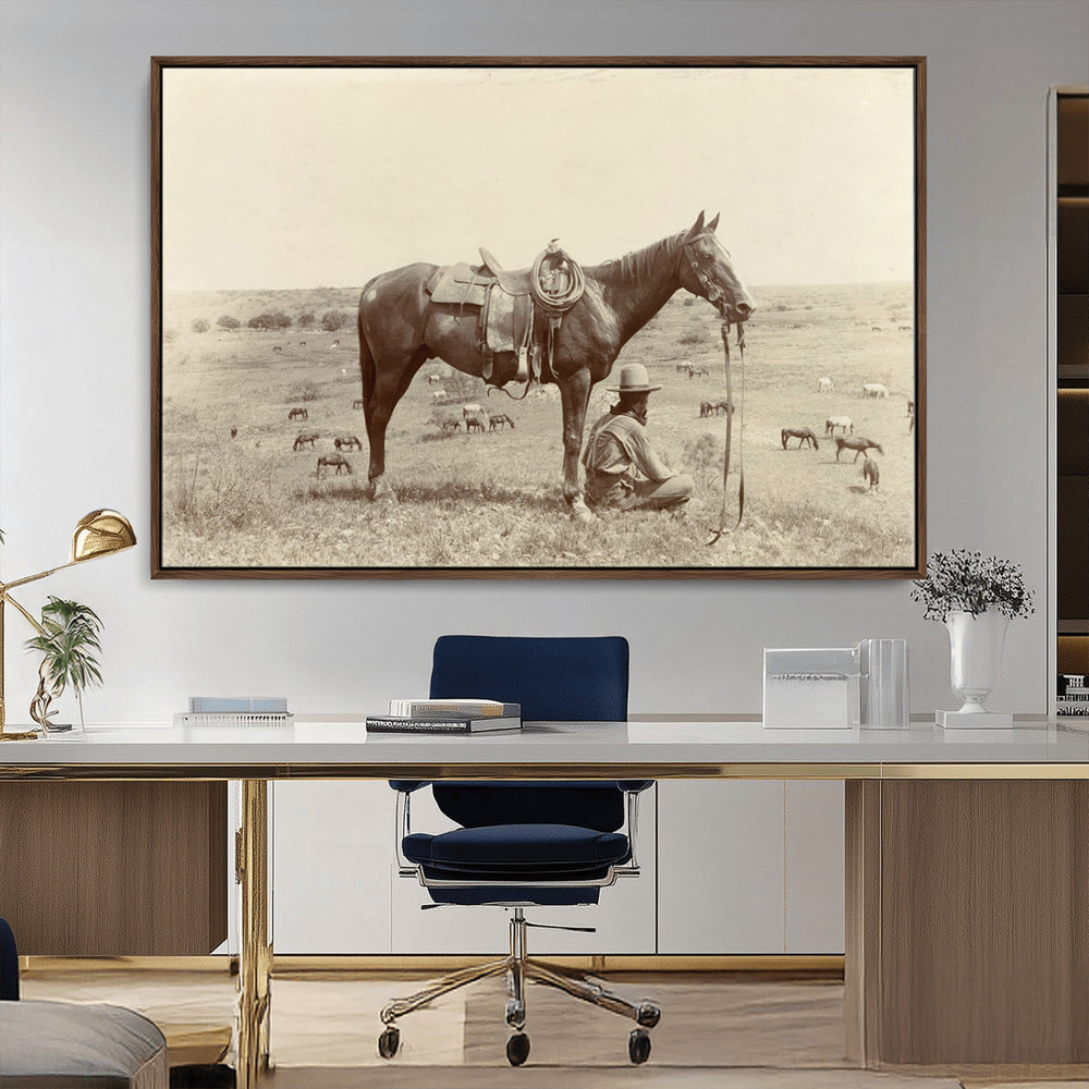 Cowboy Wall Art - Western Horse Canvas Print - Vintage