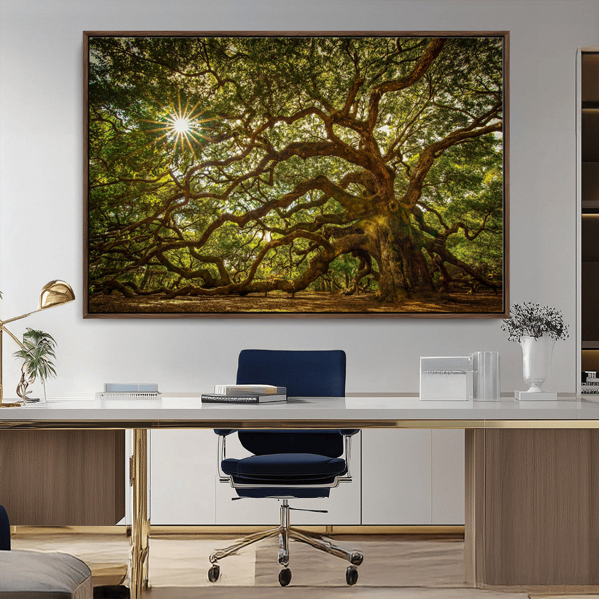 Ancient Angel Oak Tree Art Sunburst Canvas Print-