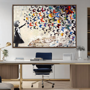 Banksy Graffiti Wall Art Canvas Print: Girl Releasing