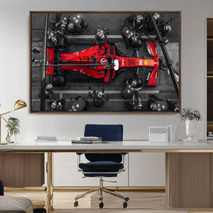 Ferrari Pit Stop Canvas Wall Art – Precision and Speed