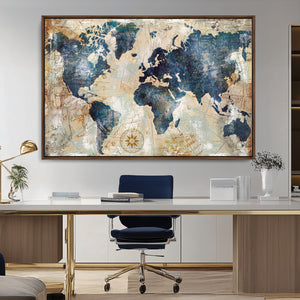 World Map Canvas Print – Framed Wall Art for Couples,