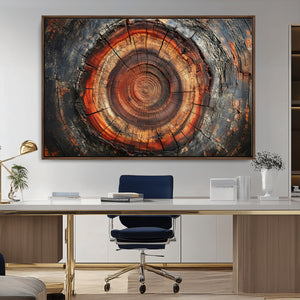 Wood Grain Canvas Wall Art - Framed Abstract Tree Ring