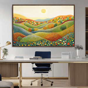 YAYOI KUSAMA Colorful Dot Art Landscape Canvas - Framed