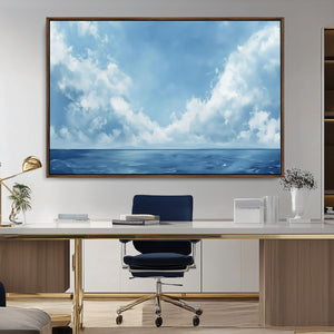 Abstract Ocean Print Artwork- Serene Blue Ocean Canvas Wall