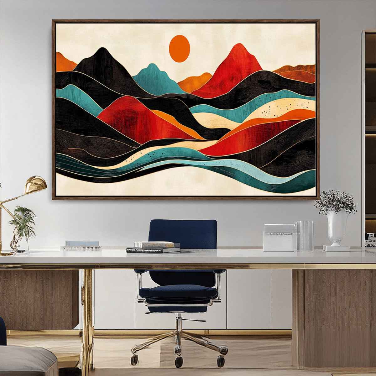 Western Wall Decor - Large Triptych Mountain Canvas - Boho