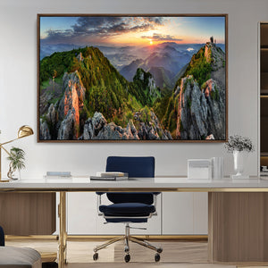 Mountain Sunset Panoramic Wall Art Canvas Print – Framed