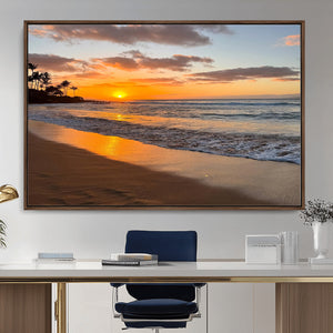 Tropical Beach Wall Art – Framed Sunset Ocean Canvas