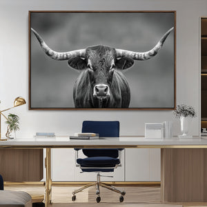 Texas Longhorn Wall Art Canvas Print – Framed Western Bull